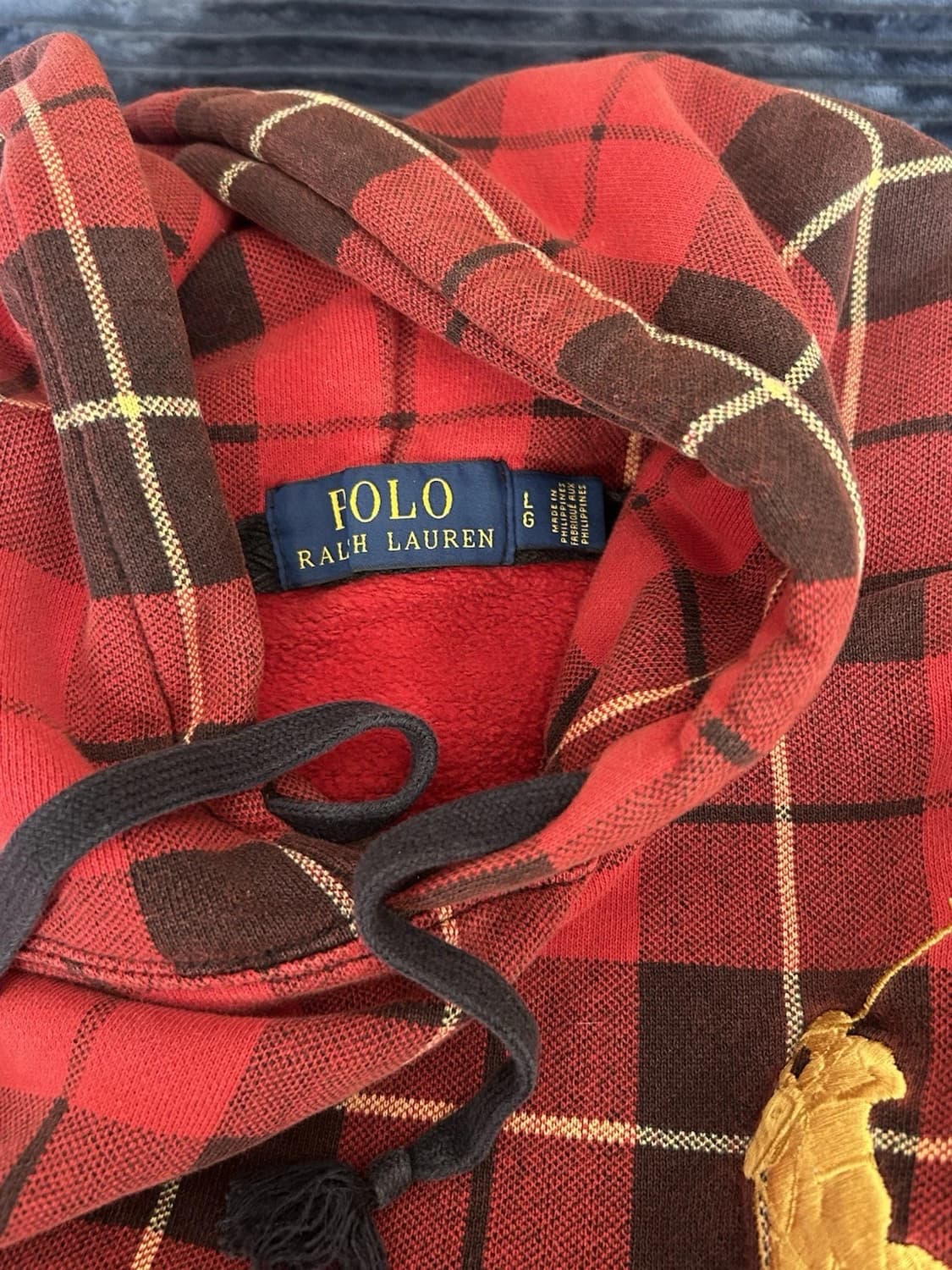 폴로 랄프로렌 빅포니 체크 후드티 레드 상품이미지2