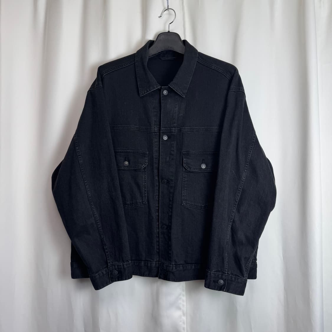 유니클로 데님트러커재킷 자켓 블랙 다크 그레이 4XL 상품이미지3