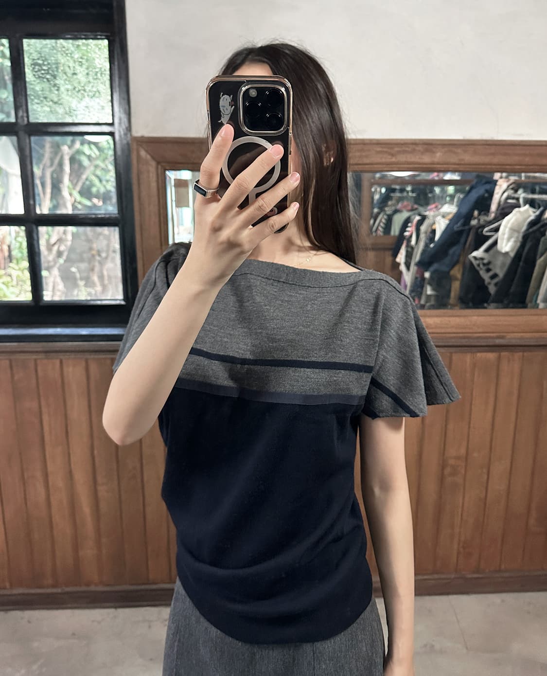 SACAI LUCK back ribbon wool knit 상품이미지1