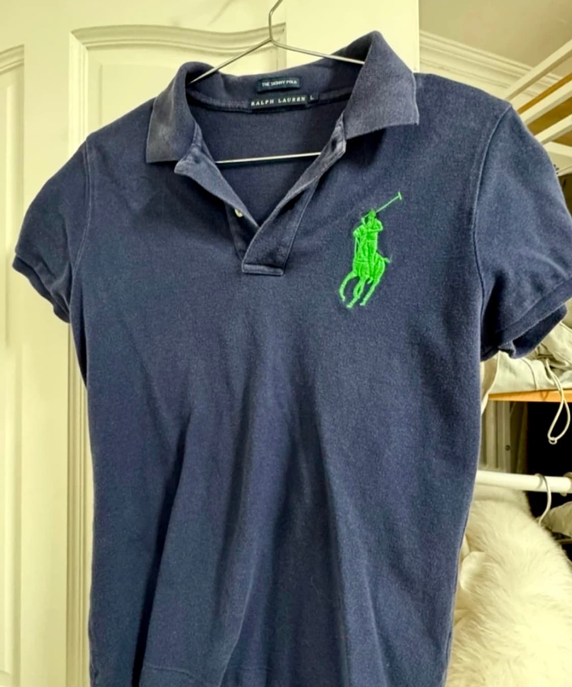 정품 폴로랄프로렌 빅포니 네이비 카라 반팔 L 상품이미지1