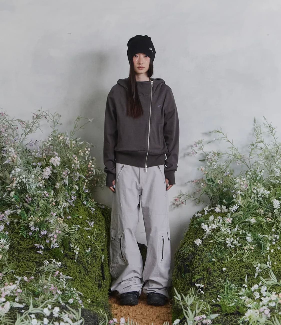 탄산마그네슘 송이송이 혼 아플리케 사이드 지퍼 후드집업 상품이미지3