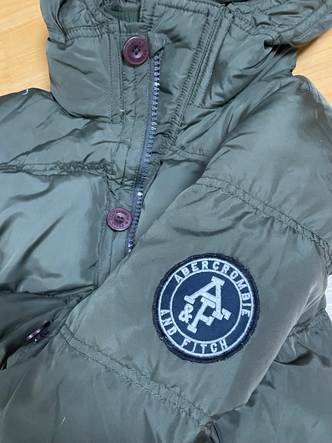 아베크롬비 캠벨 카키 후드 오리털 패딩 XL 상품이미지2