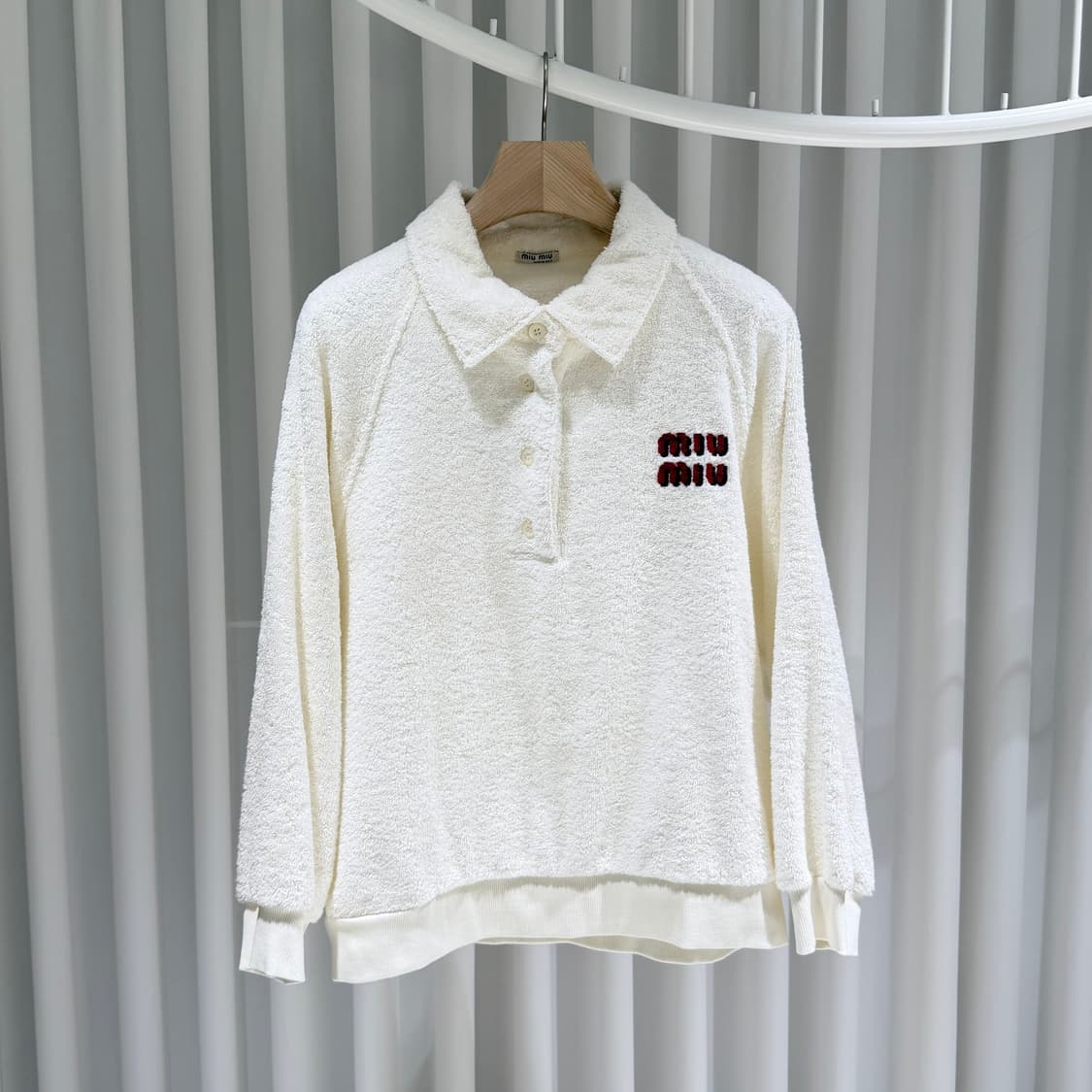 (A+/XS) / 미우미우 코튼 폴로 니트 화이트 상품이미지1
