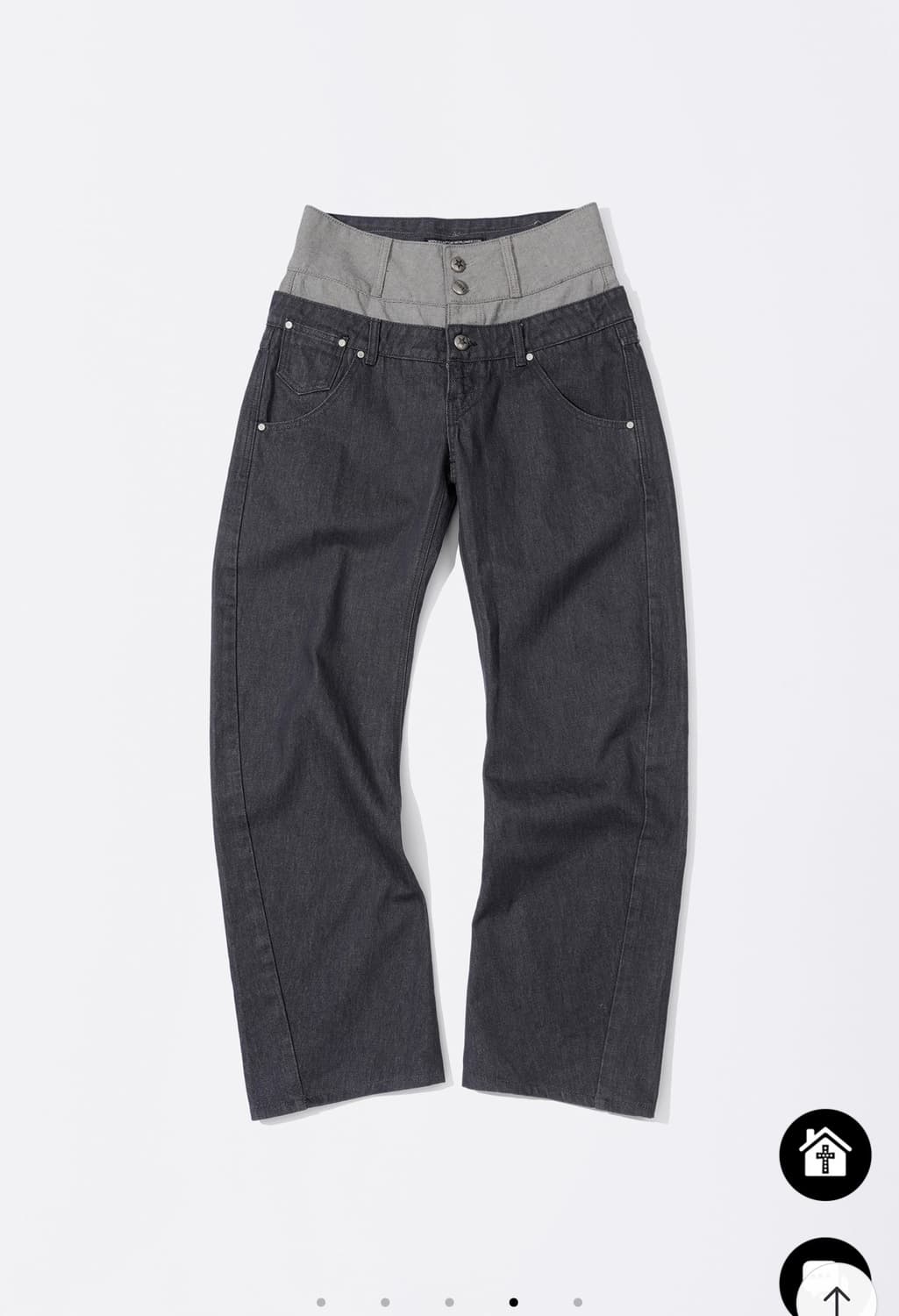 Beaded Layered Denim Pants Nonfade Gray 상품이미지3