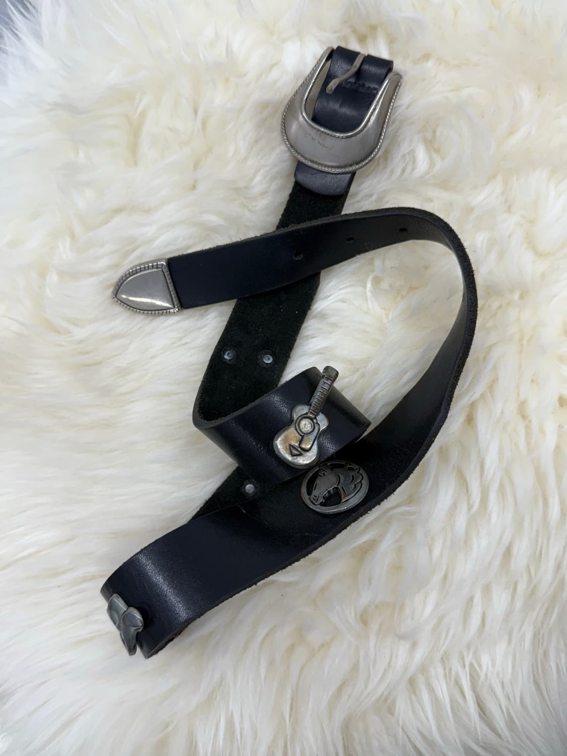 리얼레더 웨스턴 스터드 버클 벨트 상품이미지2