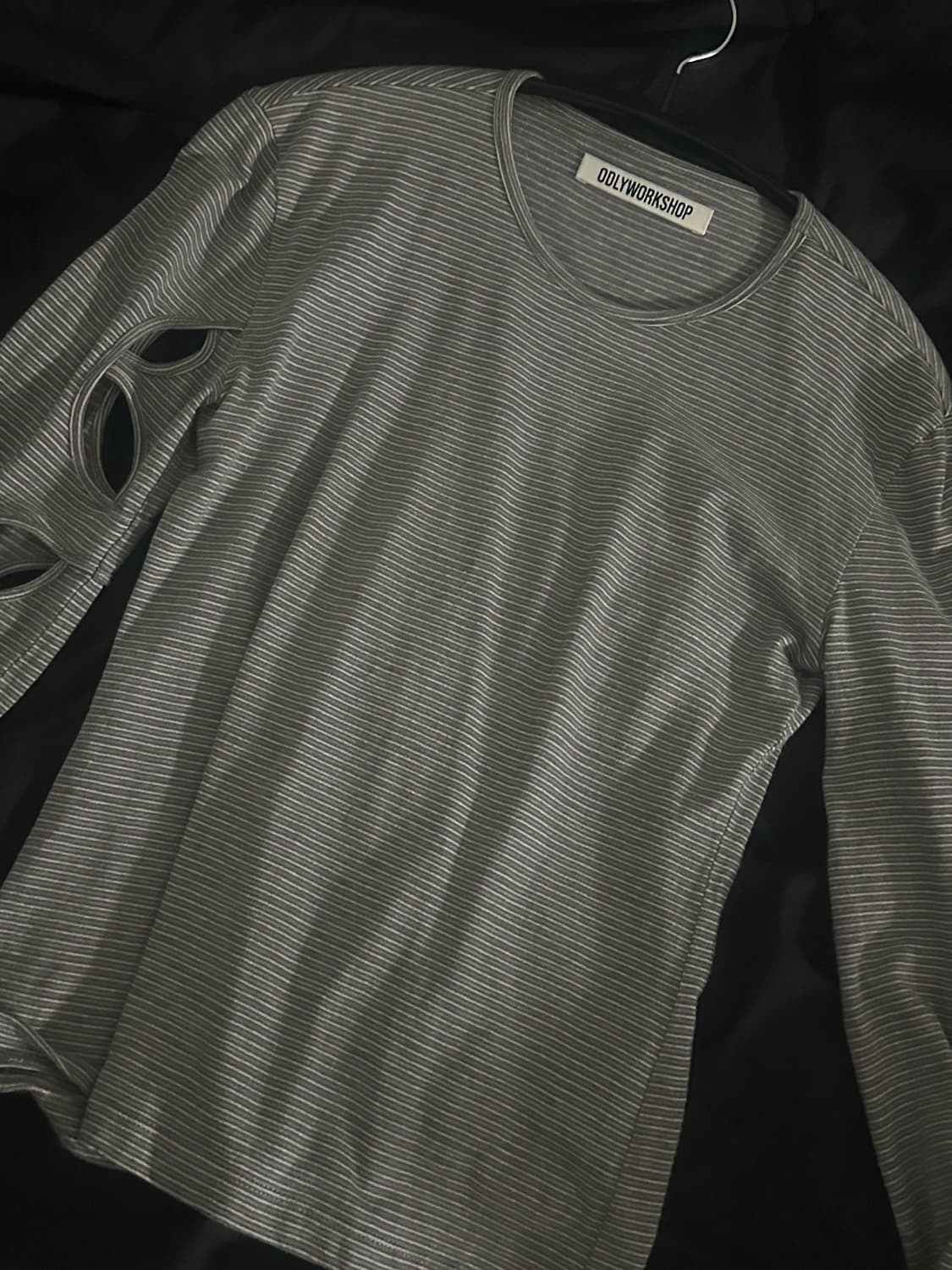 오들리워크샵 컷아웃티 [핑크/회색] 상품이미지1