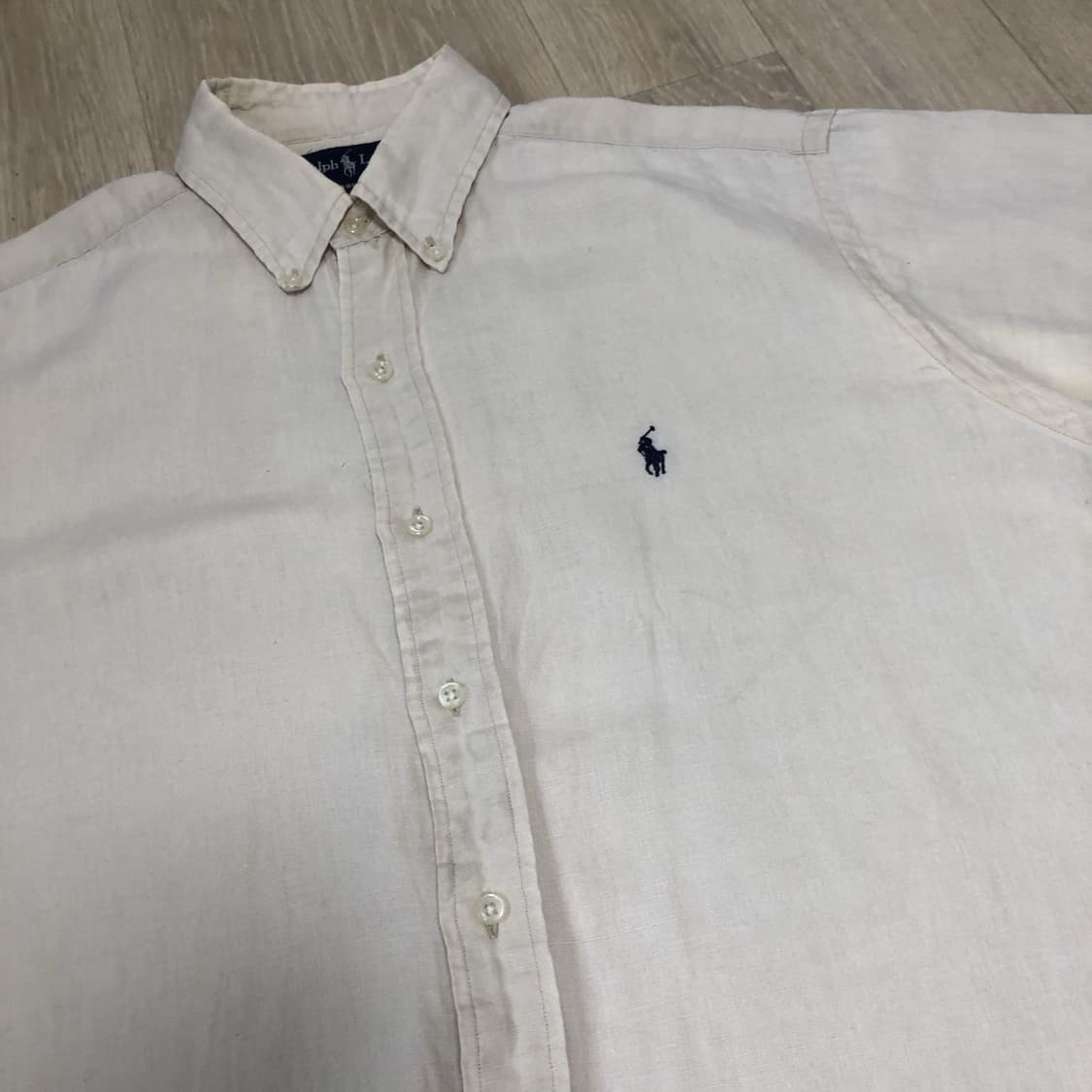 (M) 폴로 랄프로렌 POLO 클래식핏 린넨 반팔 셔츠 베이지 아이보리 상품이미지7