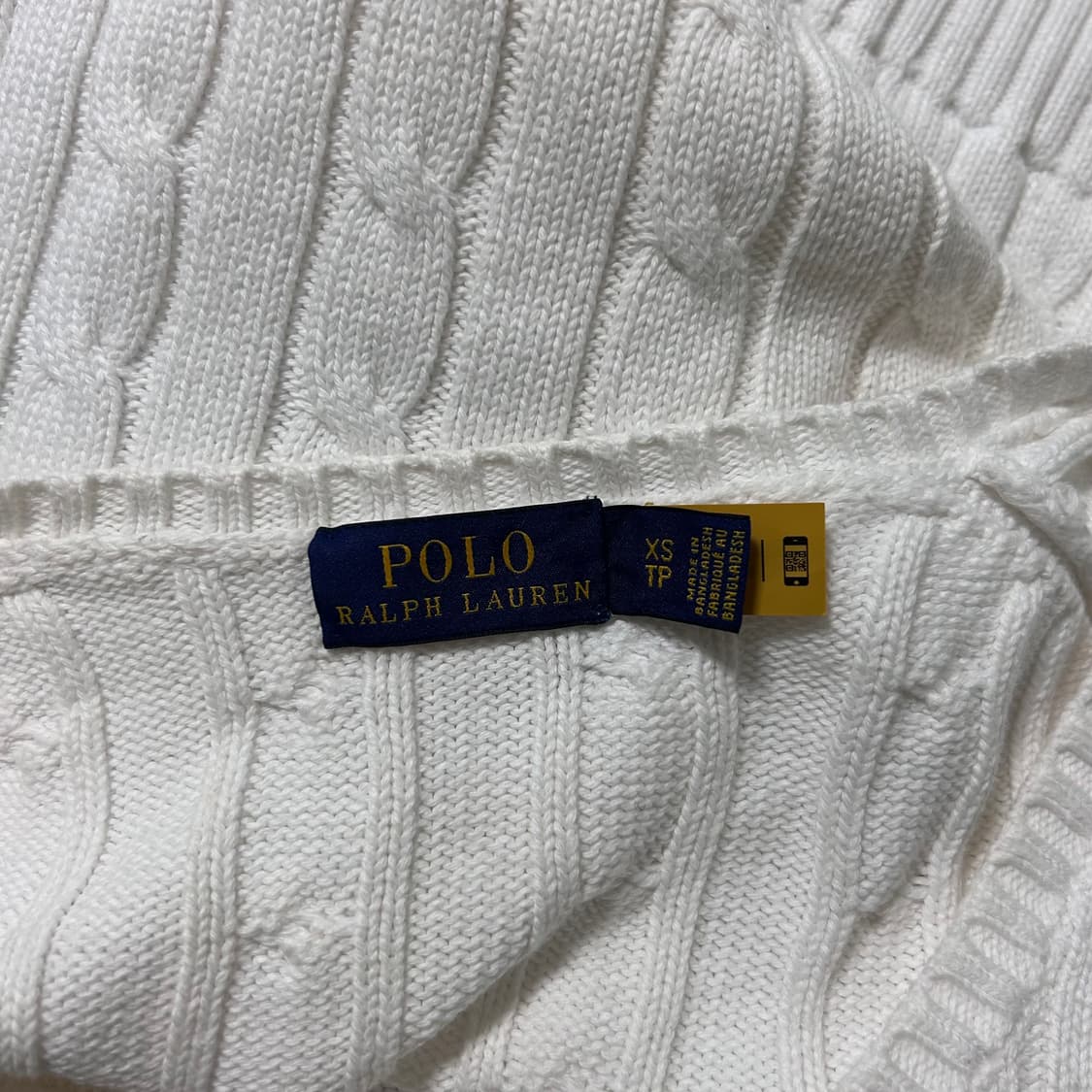 폴로 랄프로렌 신형 큐알 브이넥 꽈배기 니트 화이트 XS 상품이미지7