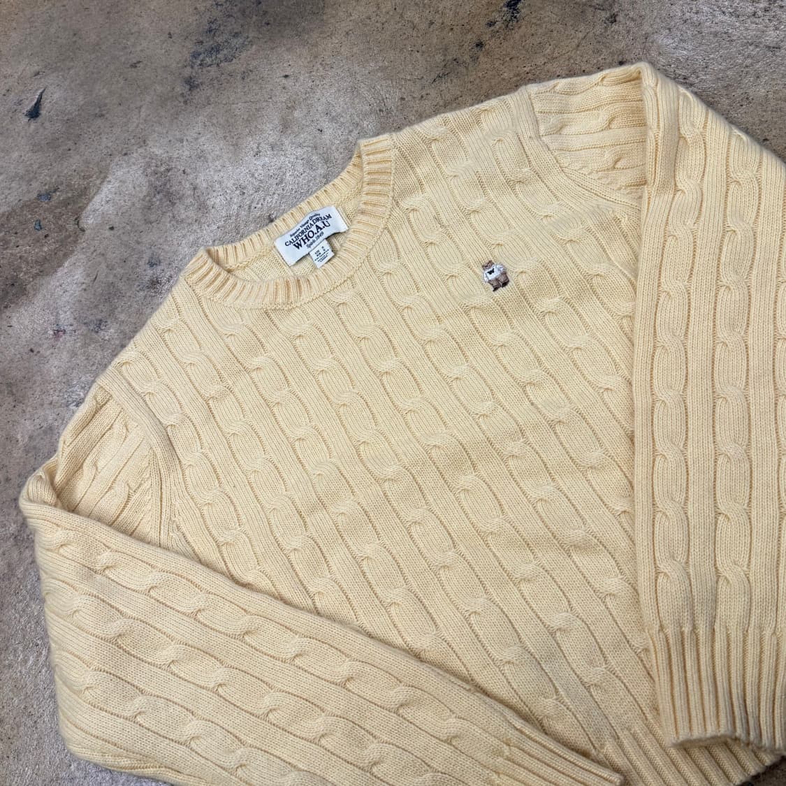 후아유 파스텔 옐로우 꽈배기 니트 상품이미지1