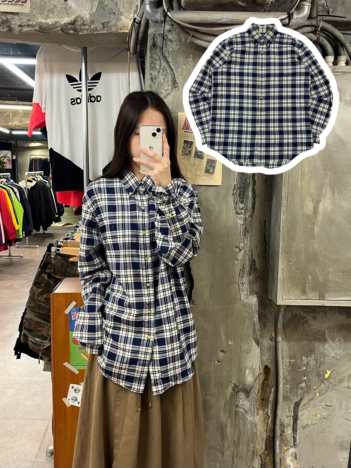 폴로 랄프로렌 체크 셔츠 네이비 M #csz1245 상품이미지1