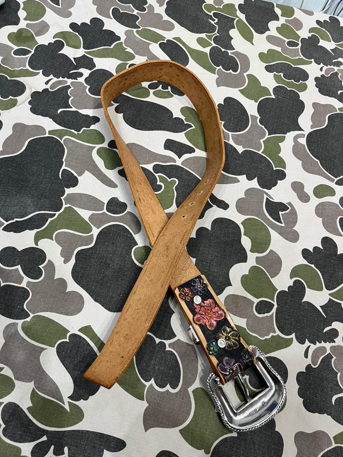 JPN 오리엔탈 플라워 레더 벨트 상품이미지5