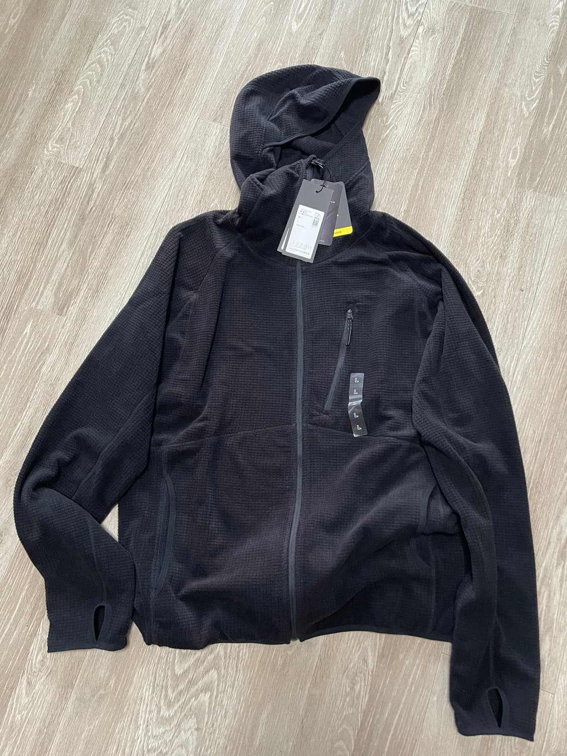 [무신사 스탠다드] 시티 레저 그리드 바라클라바 후드 집업 (블랙/L) 상품이미지4