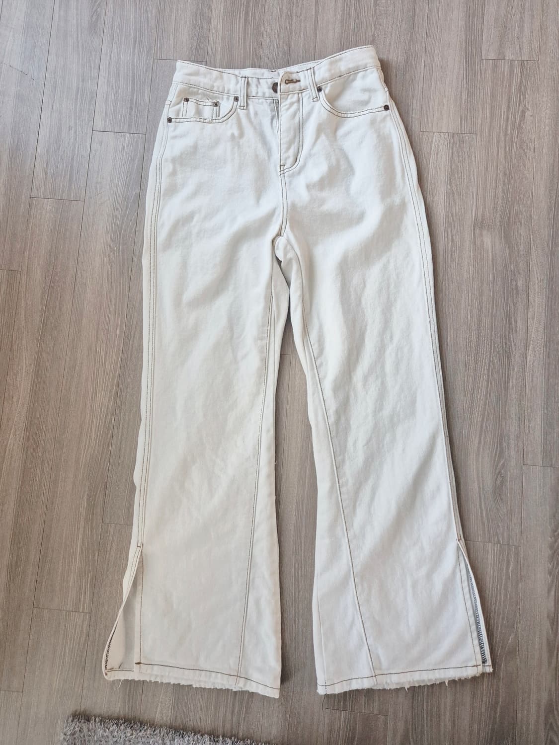 와이드부츠컷진 밝은아이보리진  상품이미지1