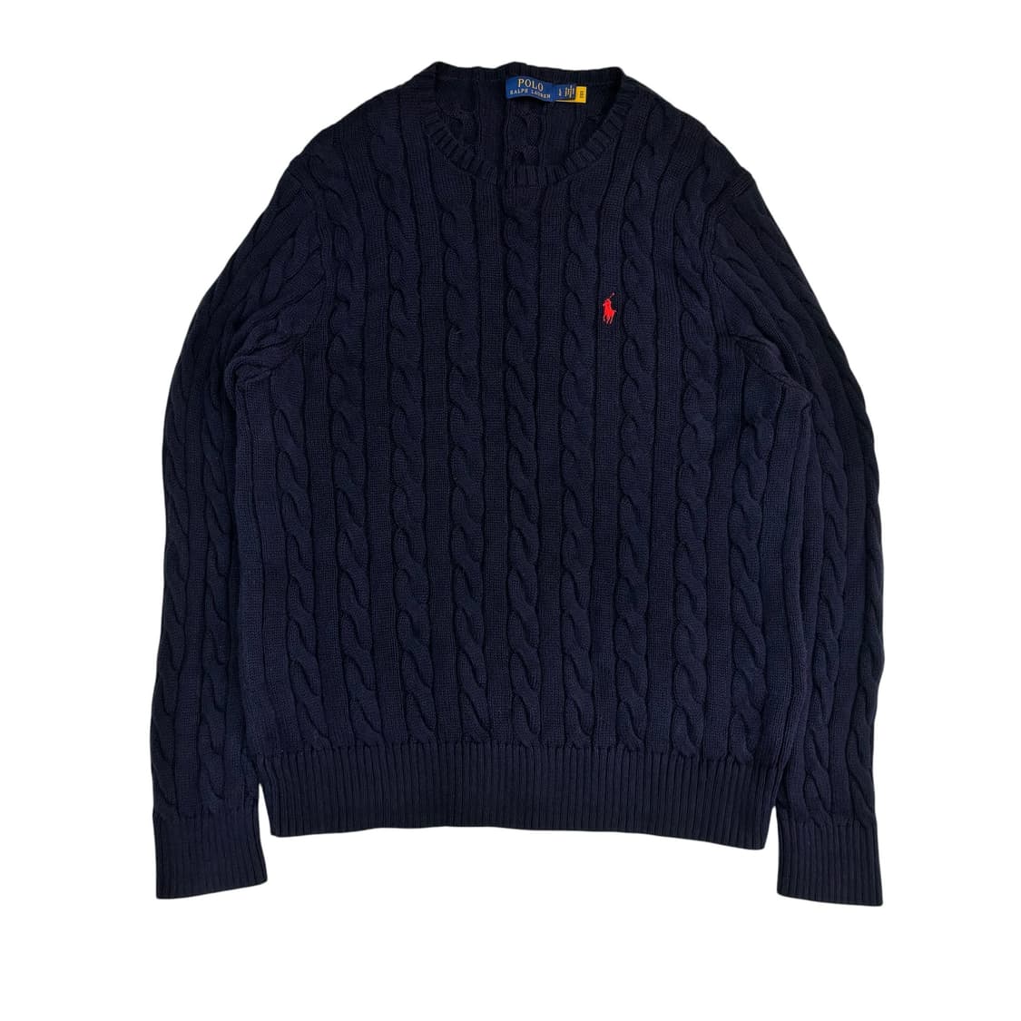 폴로 랄프로렌 QR 네이비 코튼 케이블 니트 상품이미지1