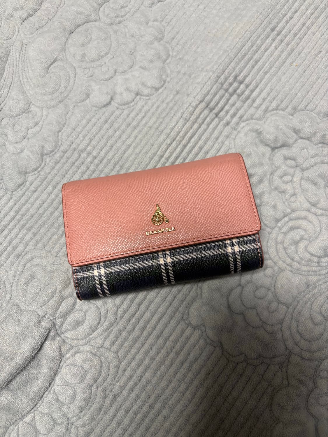 빈폴 빈티지 핑크 체크 지갑 상품이미지1