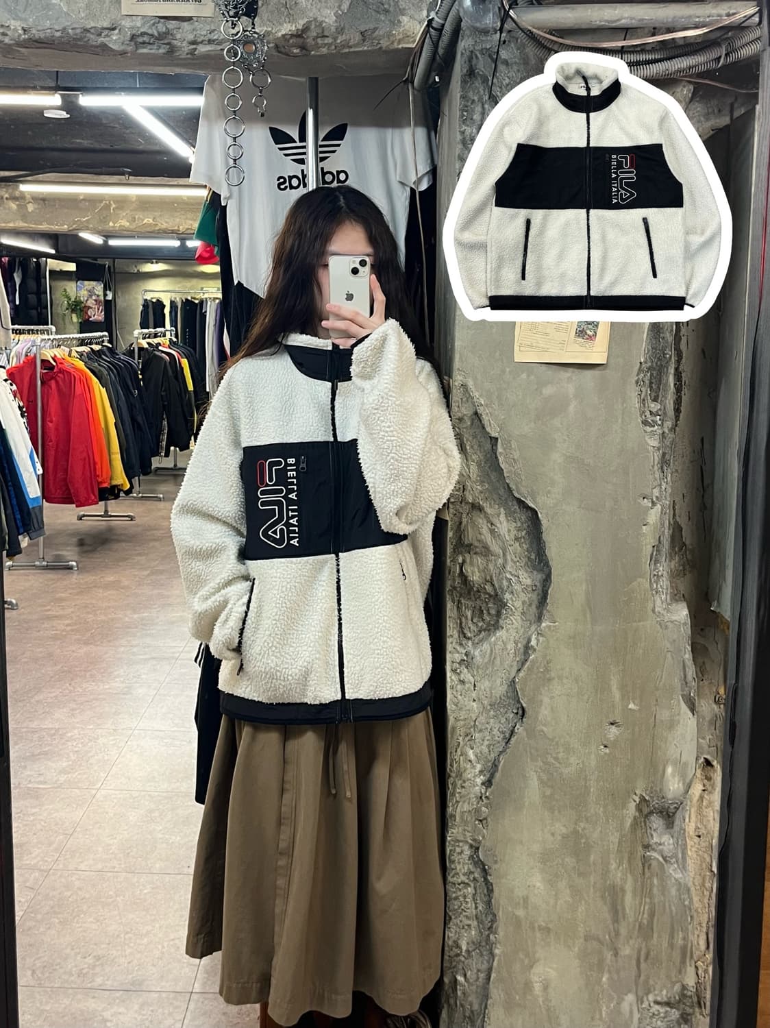 휠라 플리스 자켓 화이트 L #csz2057 상품이미지1