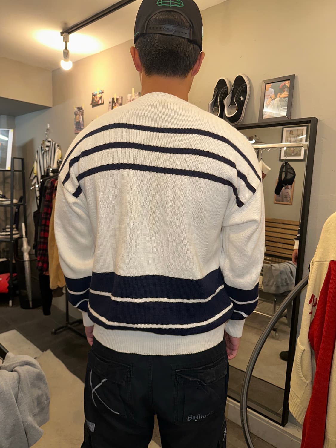 00’s Nautica box logo line detail knit 상품이미지8
