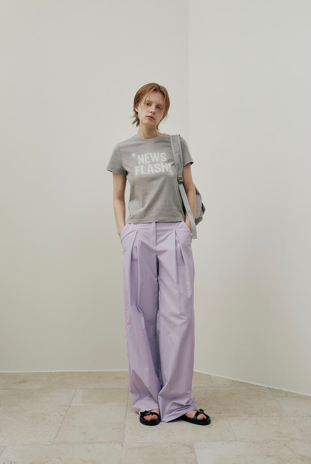 레이브 턱 와이드 팬츠 라벤더 상품이미지1
