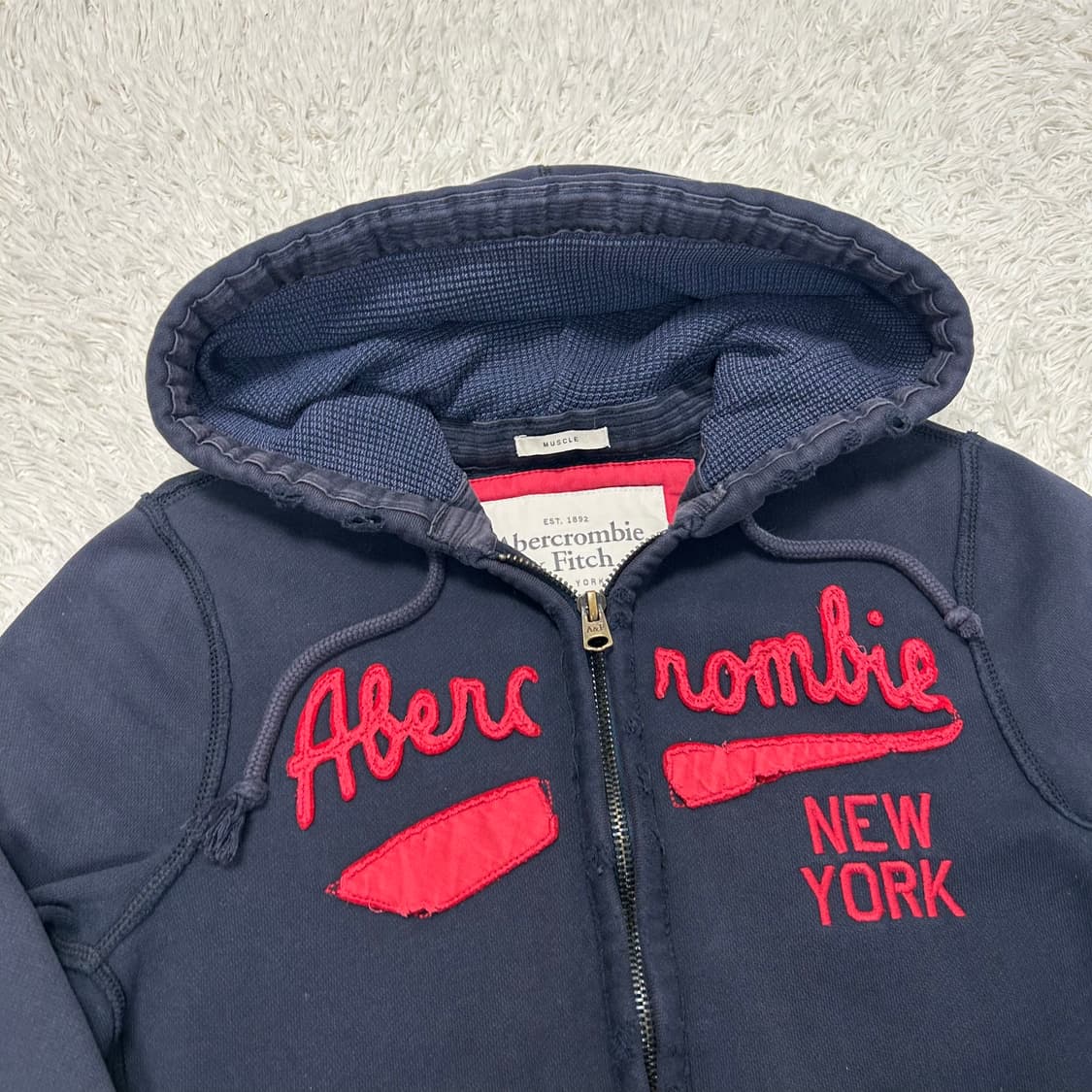 Abercrombie & Fitch Navy Hood Zip-Up 상품이미지5