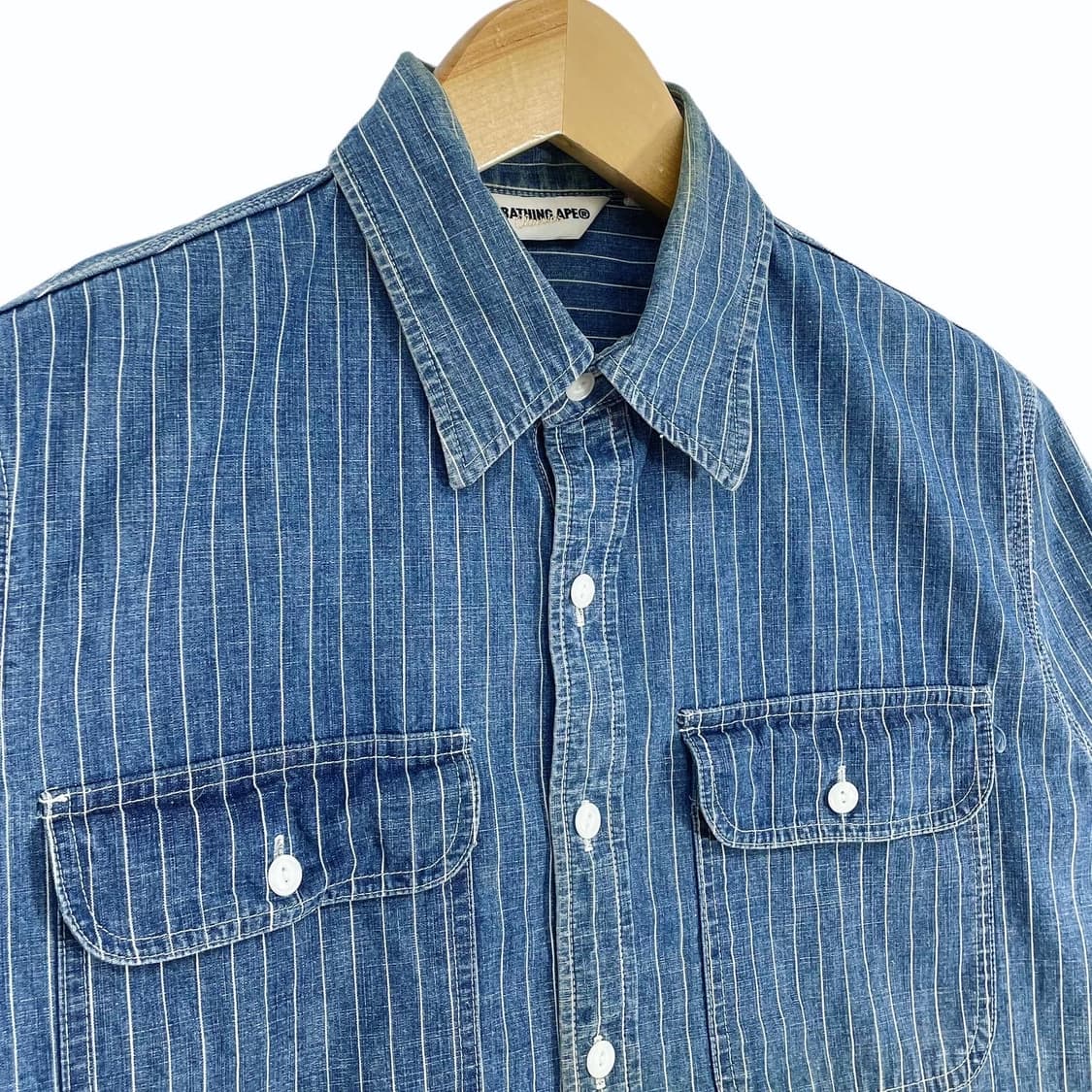 Bape striped denim half shirt 상품이미지2