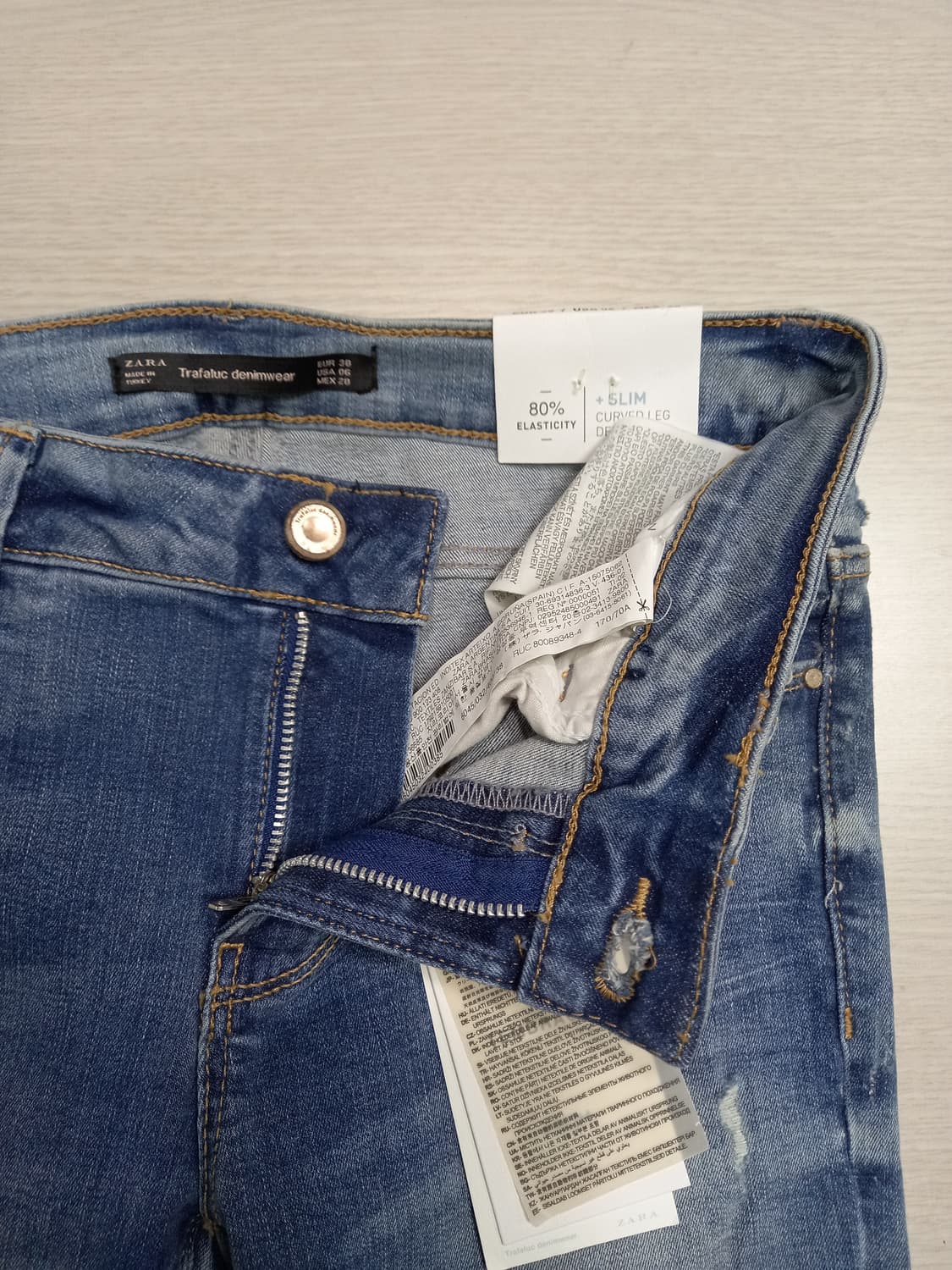 26 새상품 ZARA embrace 워싱 스판스키니 연청 26-629 상품이미지6