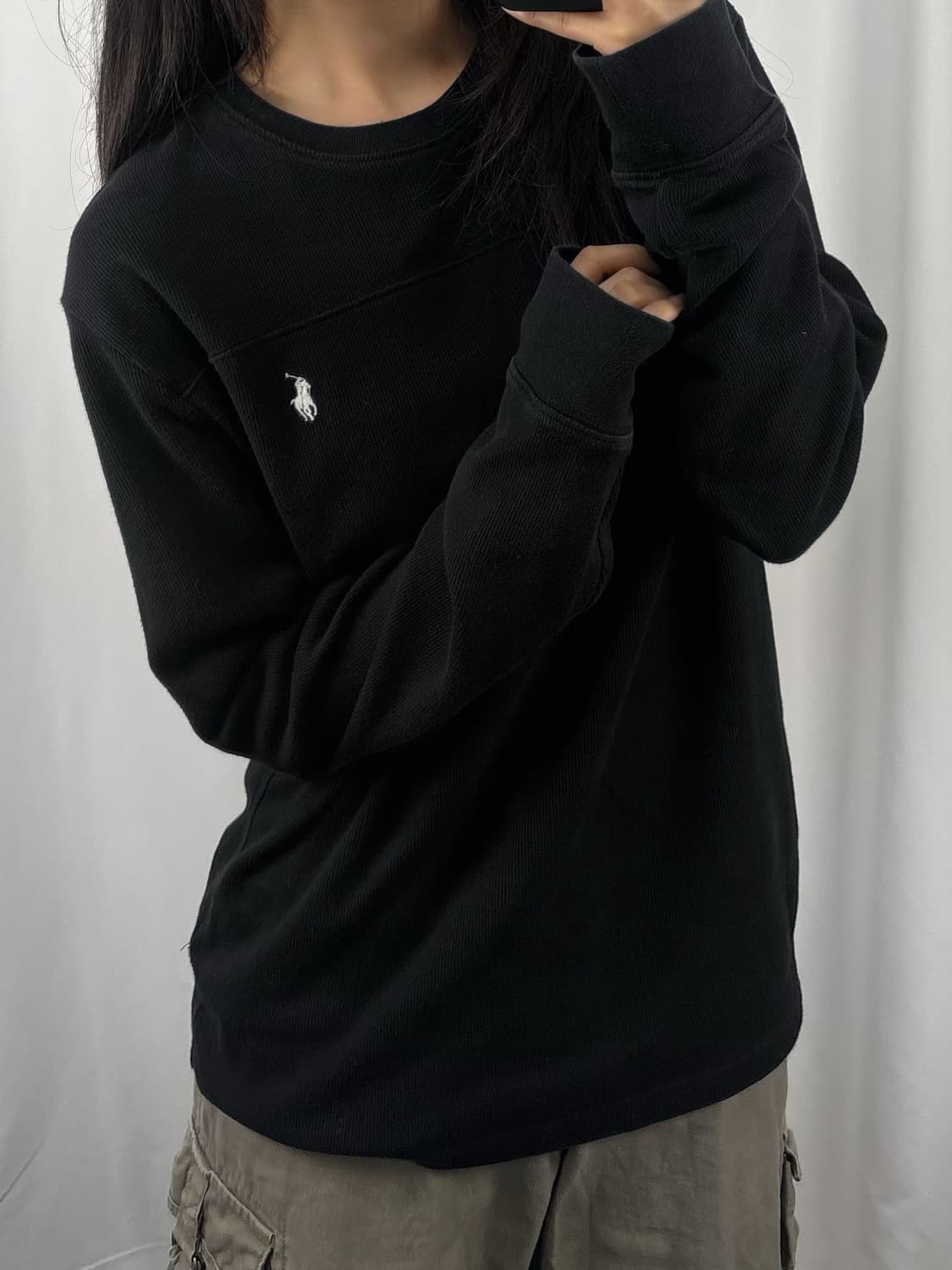 폴로 블랙 골지 롱슬리브 상품이미지1