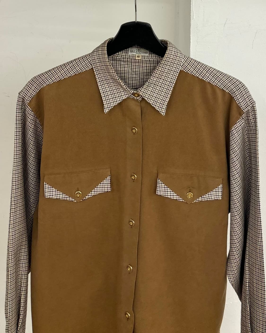 발렌티노 브라운 웨스턴 체크 셔츠 상품이미지2
