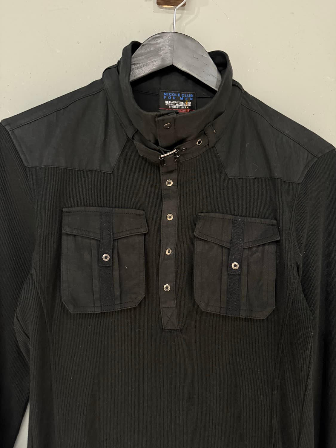 neck buckle pocket ribbed long sleeve 상품이미지6