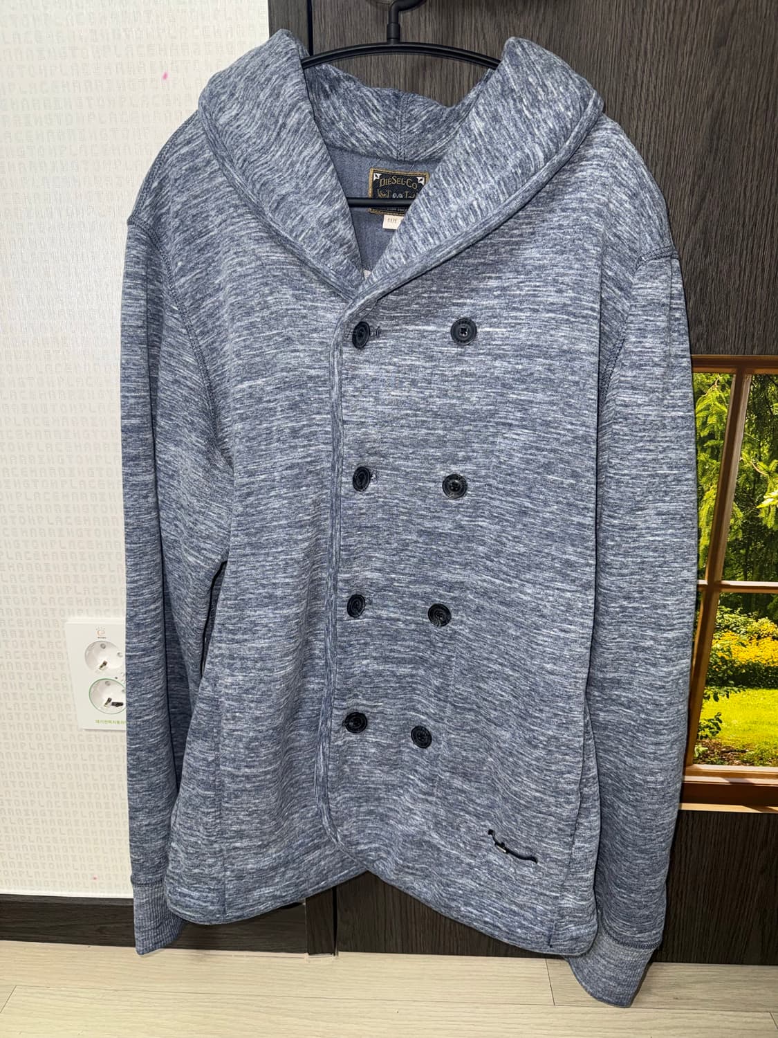 디젤 더블 버튼 숄카라 가디건 (그레이) 상품이미지1