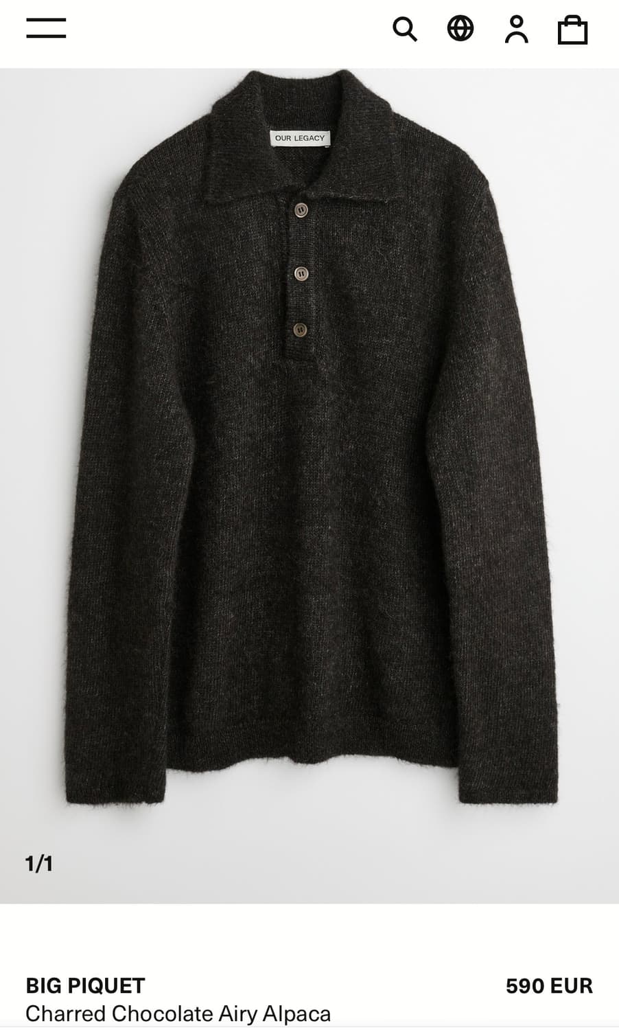 아워레가시 빅피케 알파카 니트 싸게 팝니다! 상품이미지1