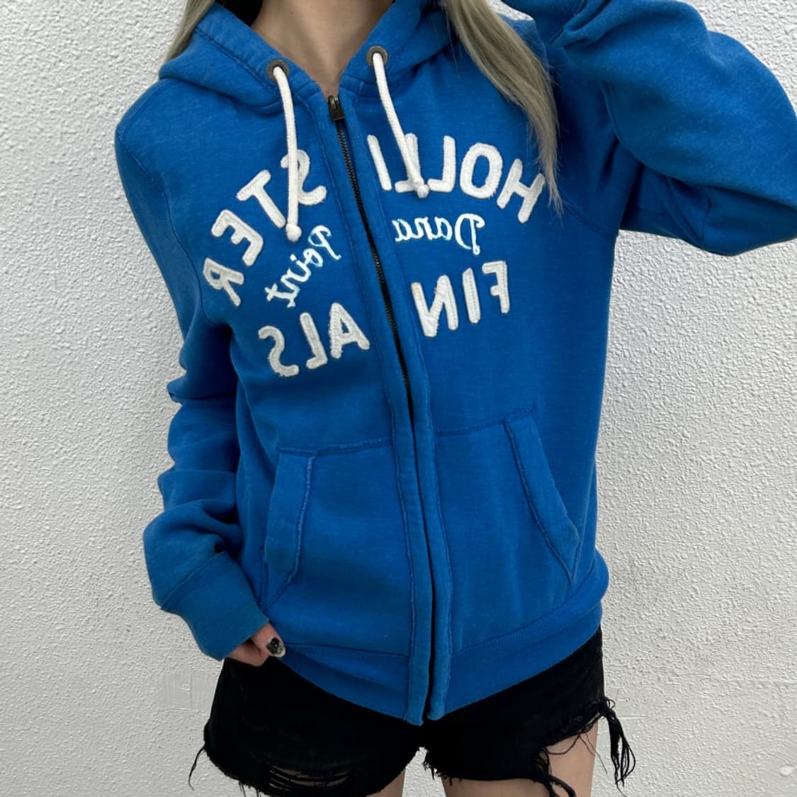 홀리스터 센터로고 블루 후드집업 S 상품이미지1