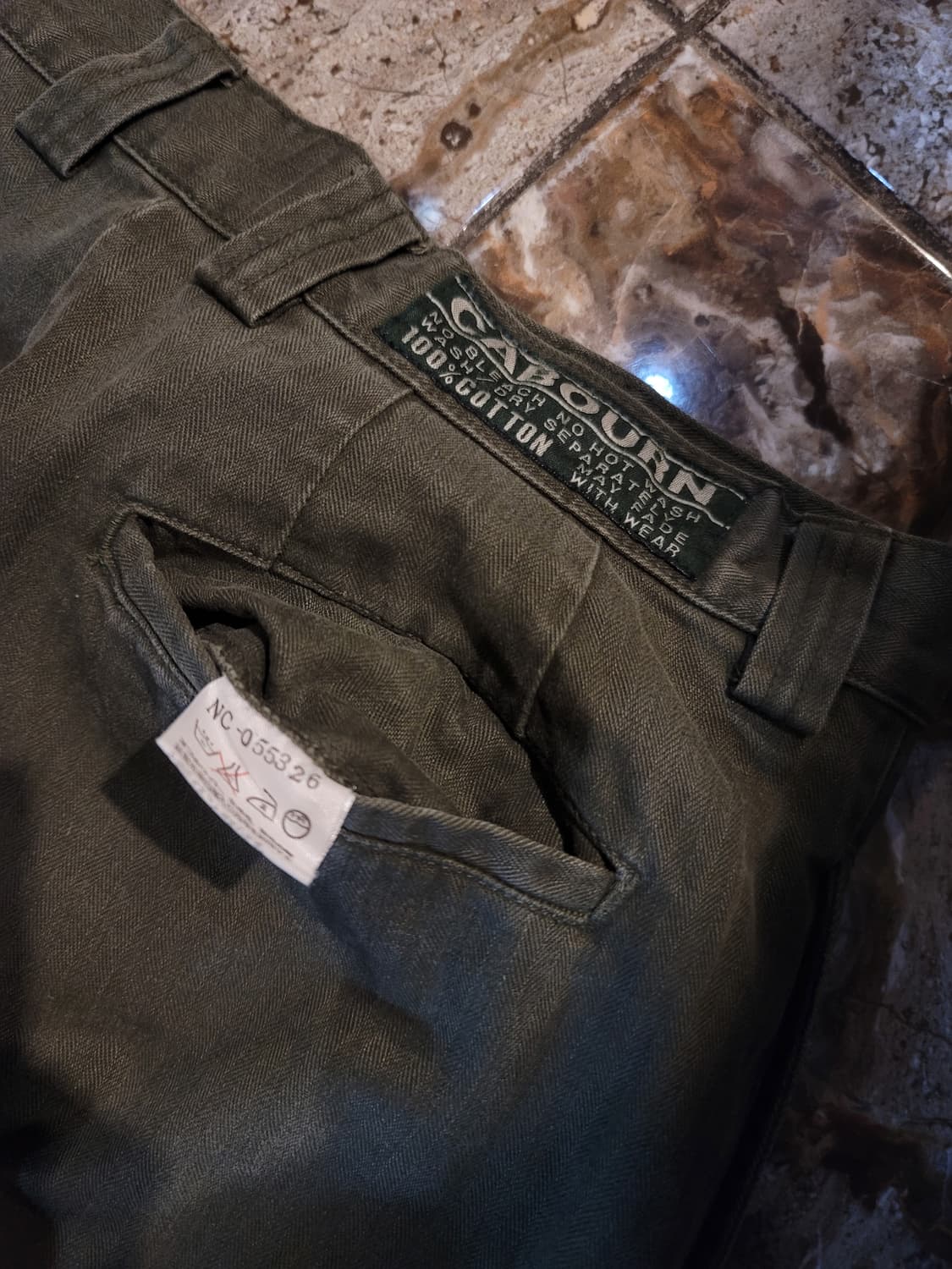 나이젤카본 헤링본 와이드 팬츠(올리브) 상품이미지4