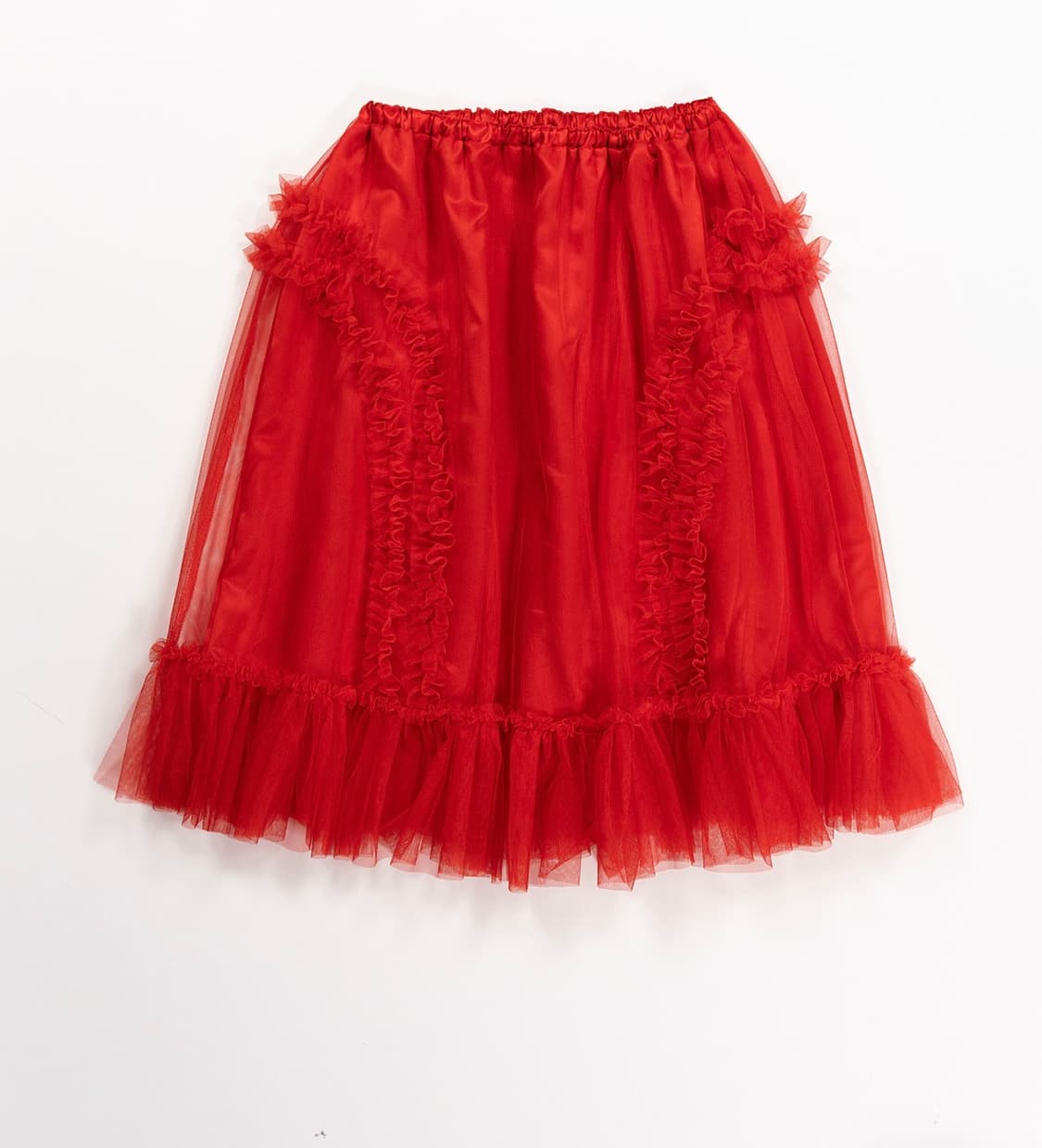 생긴스튜디오 밴딩 러플 샤스커트 레드 상품이미지1