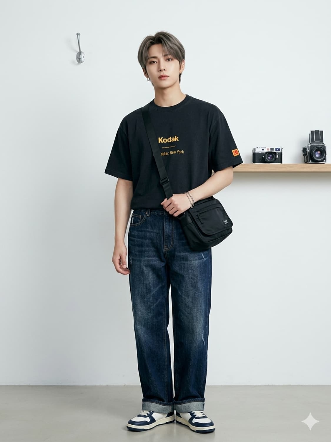 코닥(KODAK) 로체스터 뉴욕 바코드 반팔 티셔츠 블랙 상품이미지1