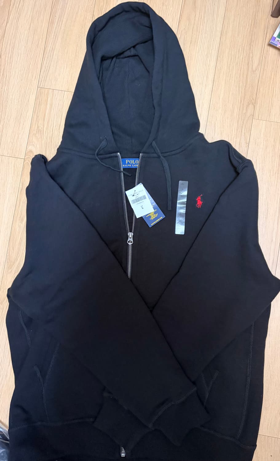 폴로 플리스 후드집업 블랙 S,L 새상품 상품이미지1