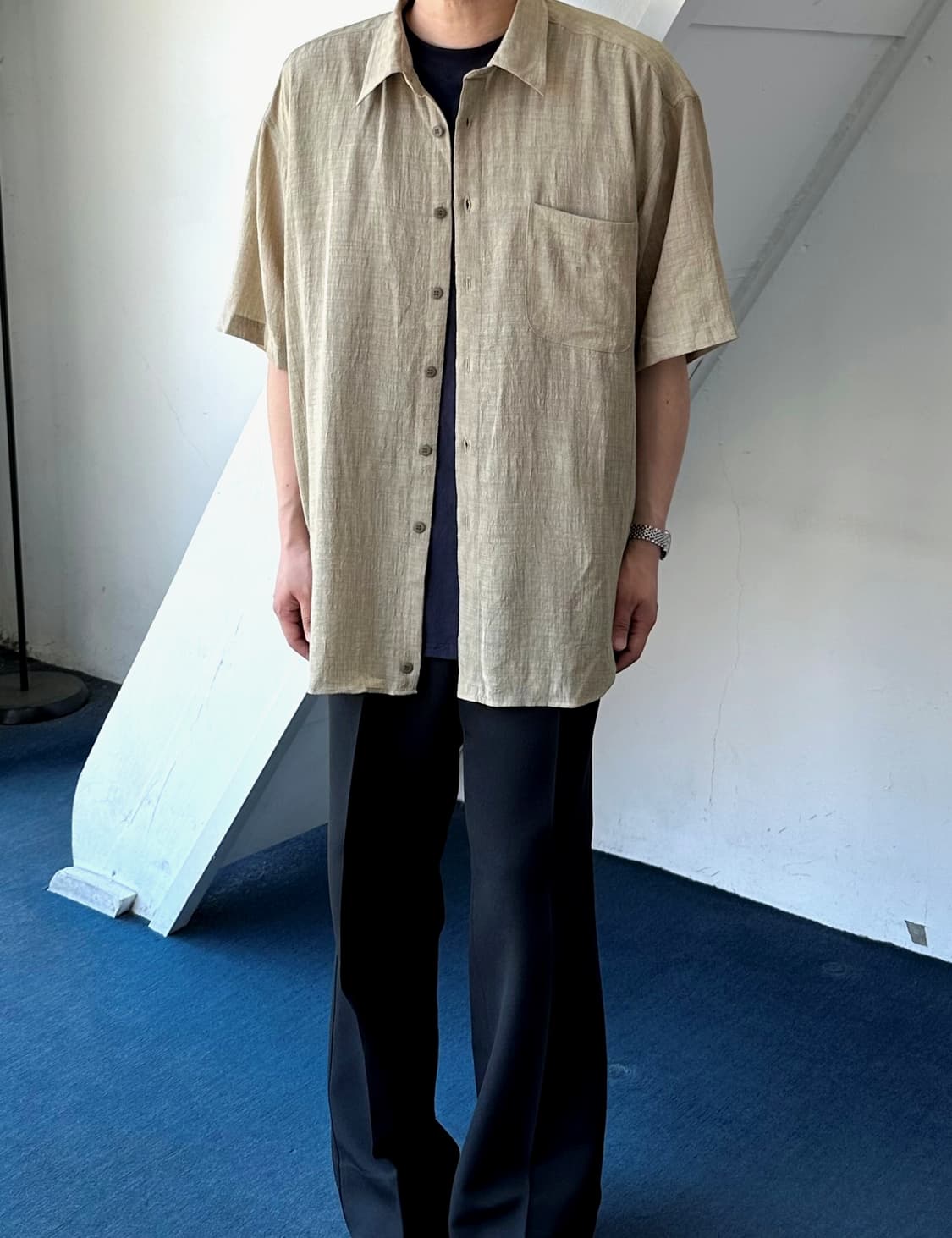 High count tencel poly woven H/S shirt 상품이미지5