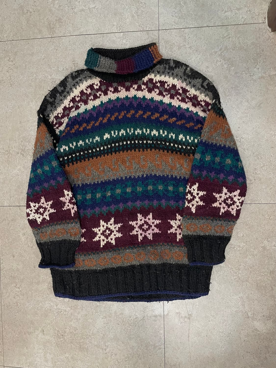 빈티지 해비울 에스닉 히피 터틀넥니트 상품이미지2