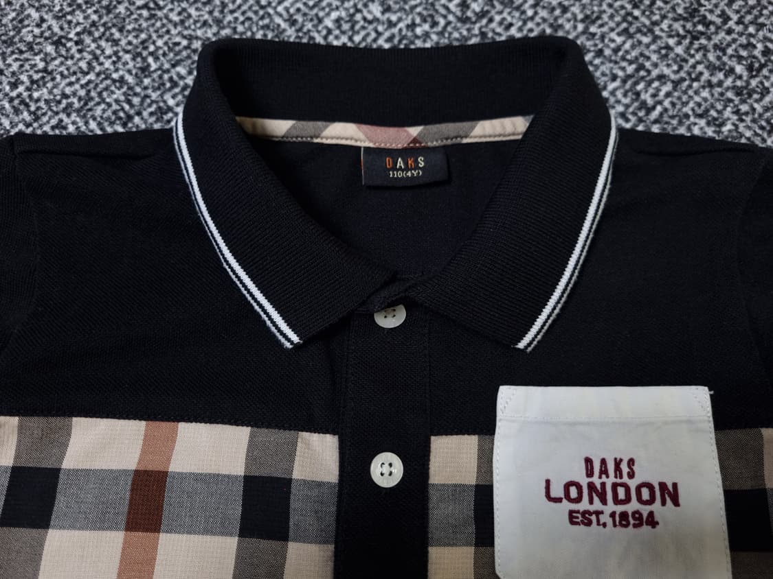 [무료배송][110]닥스 키즈 체크 반팔티 카라티 상품이미지5