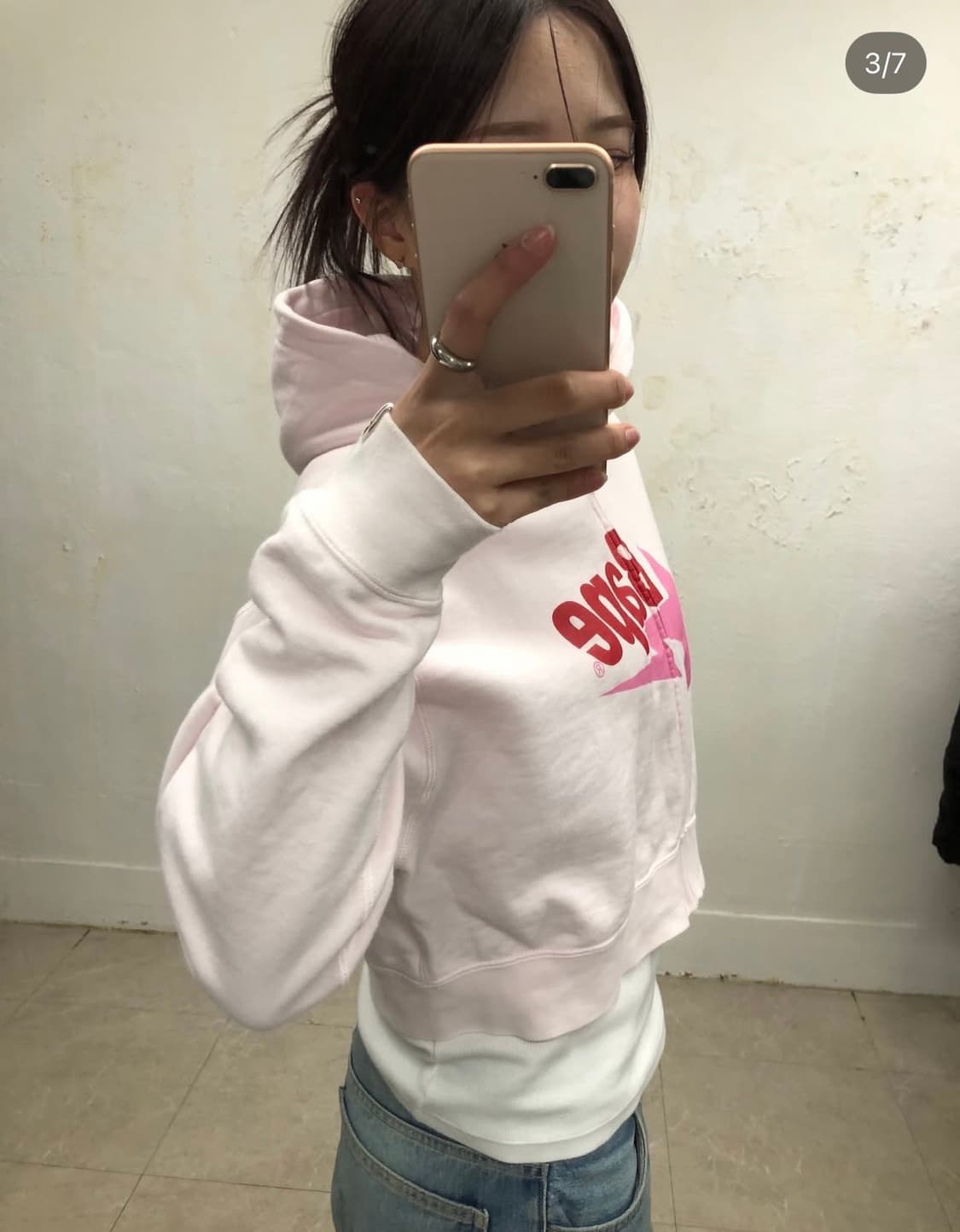 베이프 스타 딸기우유 크롭 후드집업 상품이미지3