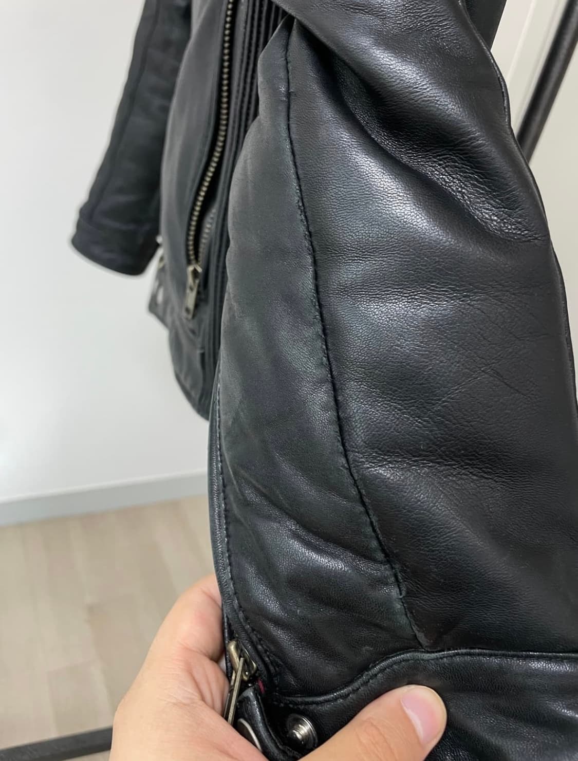 (L) 락시크 바이커 가죽 패딩 상품이미지8