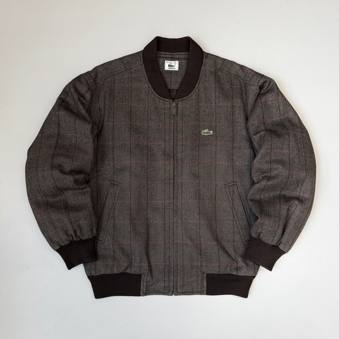 라코스테 90s 서광 모직 울 체크 블루종 자켓 상품이미지2