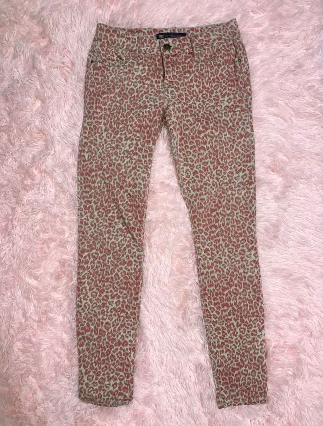 핑크 호피 스키니진 로우라이즈 레오파드 빈티지 갸루 데님 상품이미지2