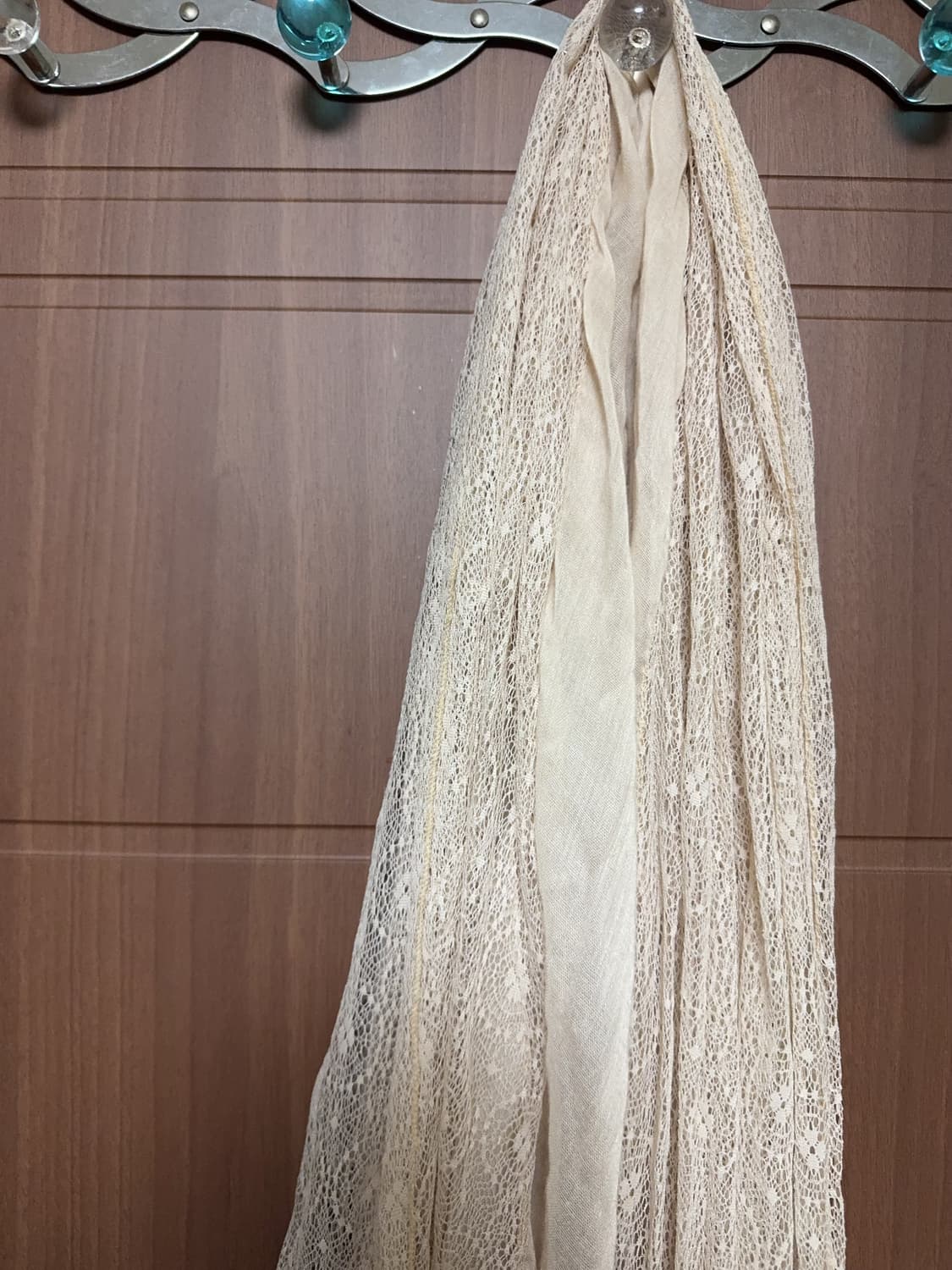 무나)빈티지 모리걸 하구미 히피 아이보리 레이스 롱 스카프 상품이미지2