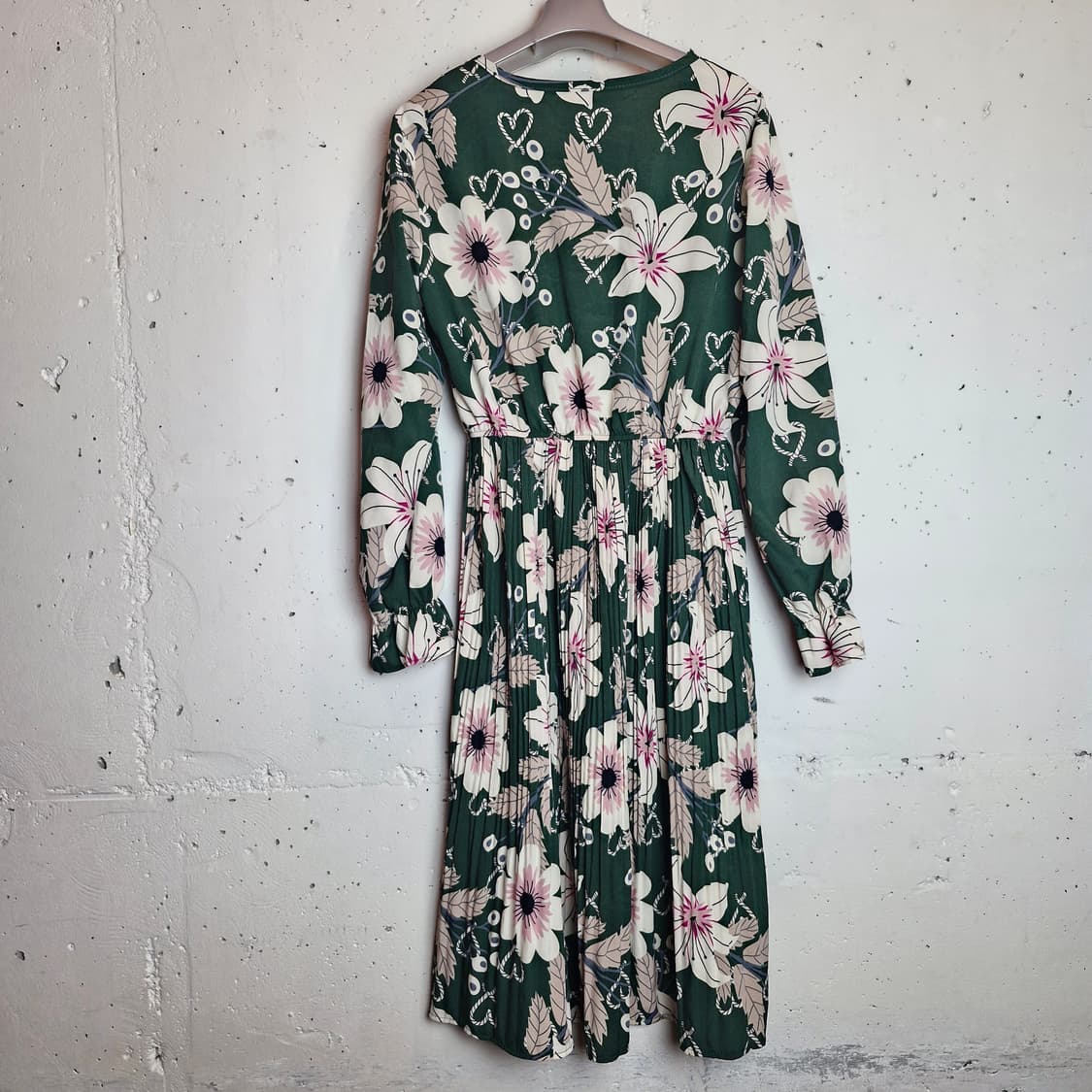 플라워 패턴 롱 플리츠 원피스 상품이미지4