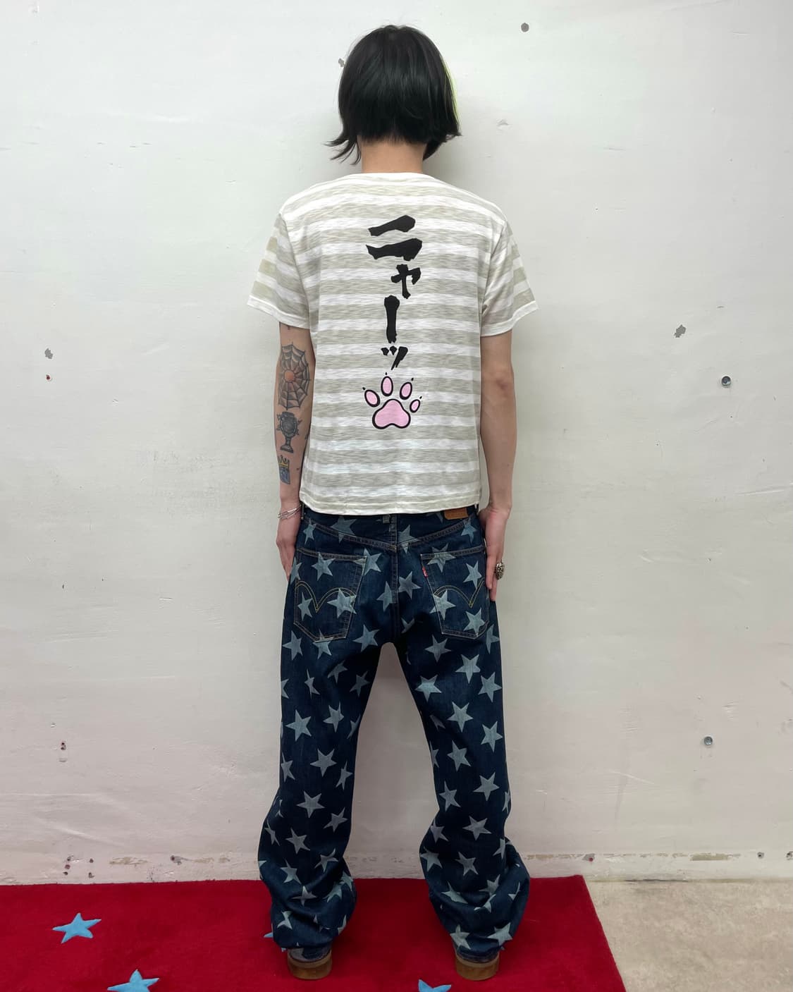 Lips Cat Stripe T-shirt 상품이미지4