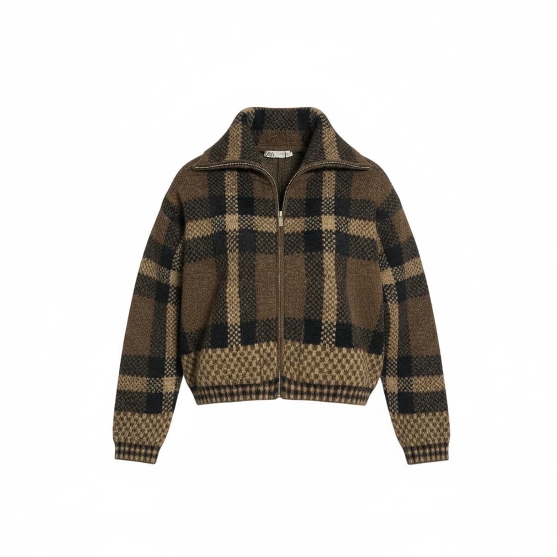 새상품) 자라 브라운 체크 집업 가디건 M 상품이미지1