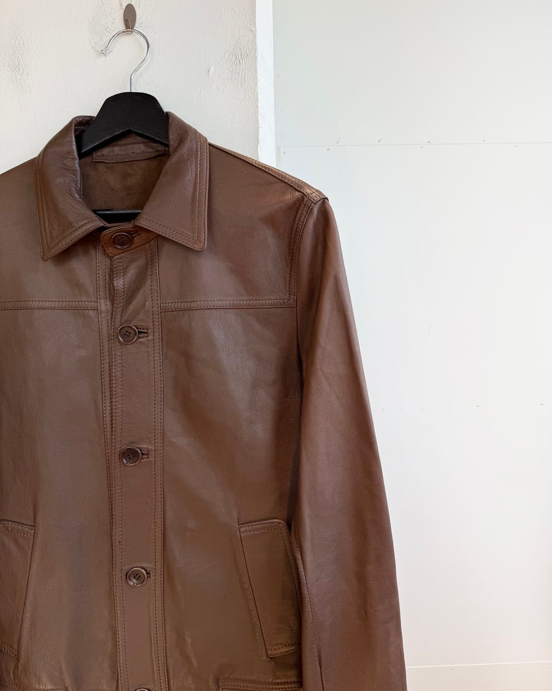 살바토레 산토로 브라운 쉽스킨 레더 자켓  상품이미지5