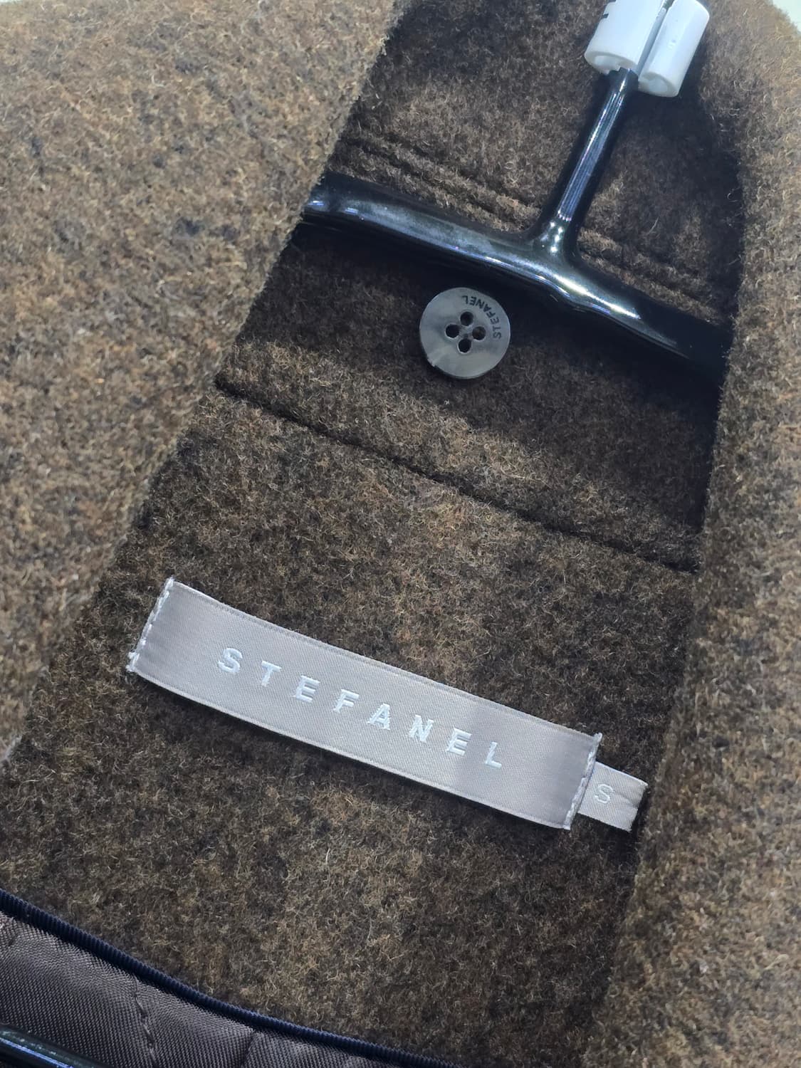 스테파넬 네이비 브라운 배색 모직 코트 S 상품이미지2