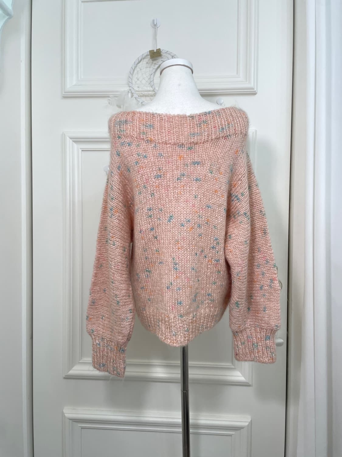 coral blue mix lovely off-shoulder sweat 상품이미지3