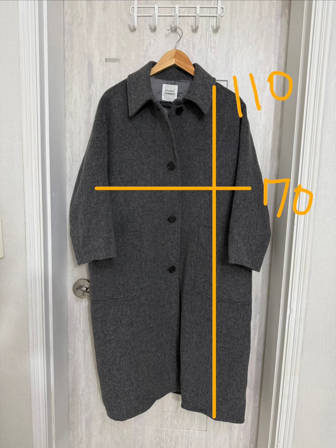 여성 80-160 S / 스튜디오 톰보이 와이드 오버핏 캐시미어  코트 상품이미지2